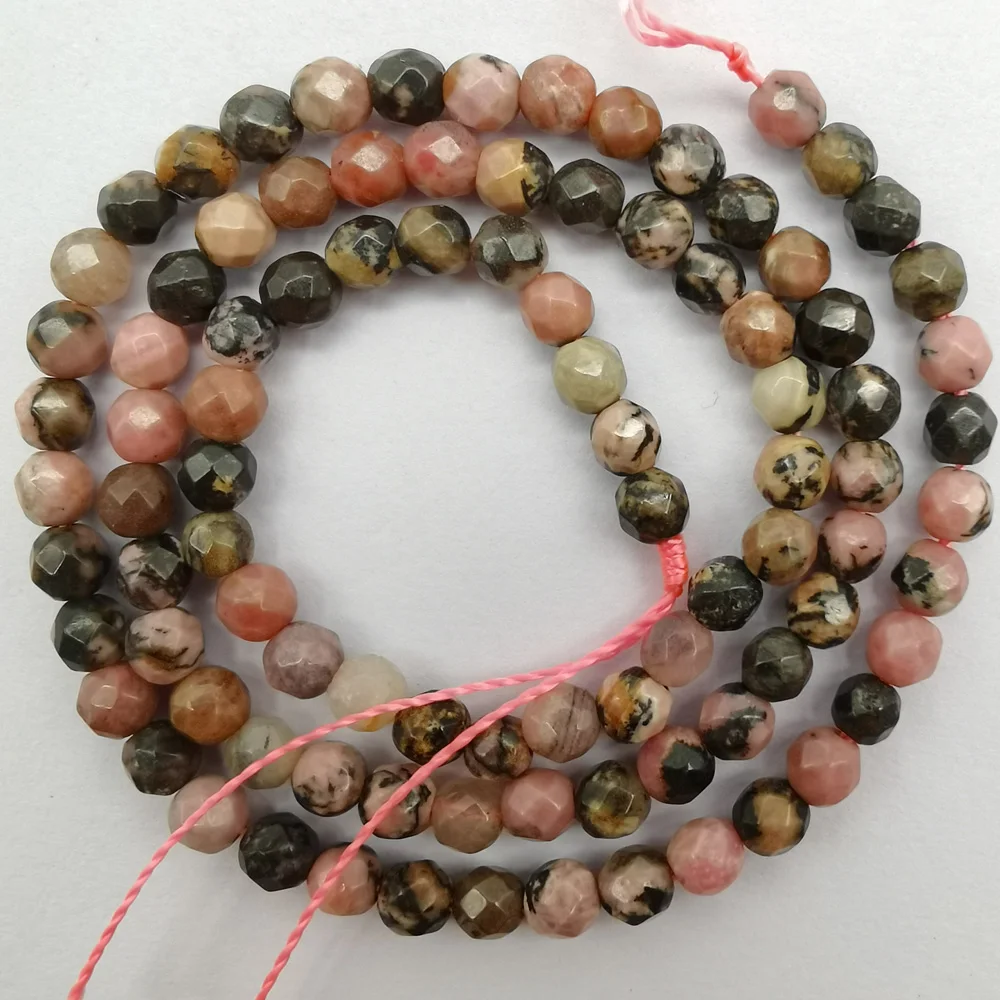 

4MM Rhodonite Stone Faceted Loose Beads Strand 15 Inch Jewelry Making A330