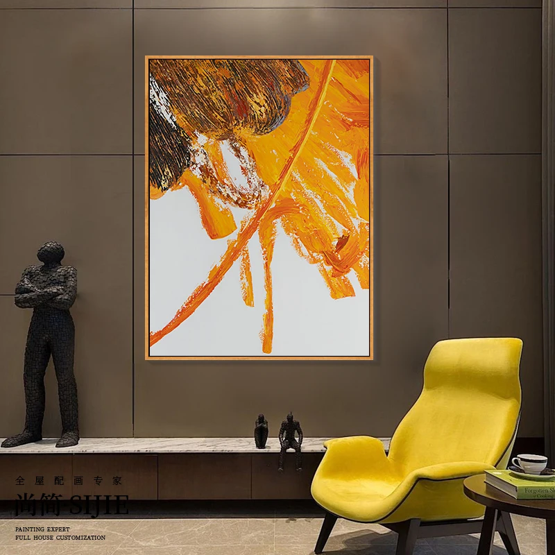 

Hand-Painted Oil Painting 3D Abstract Orange Color Wall Hang Art Paintings for Living Room Bedroom Office Home Decor No Framed