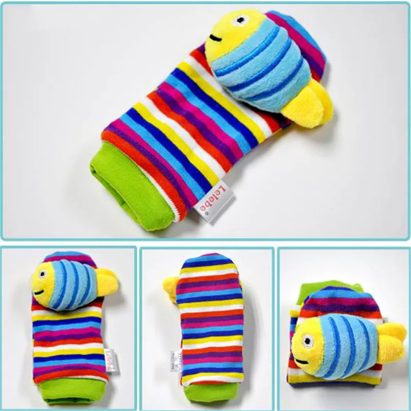 New Style Baby Rattle Wrist Sock Toys Infant Kids Cute Cartoon Animal Early Education Soft Hand Bell Rattle Stuffed Plush Toys