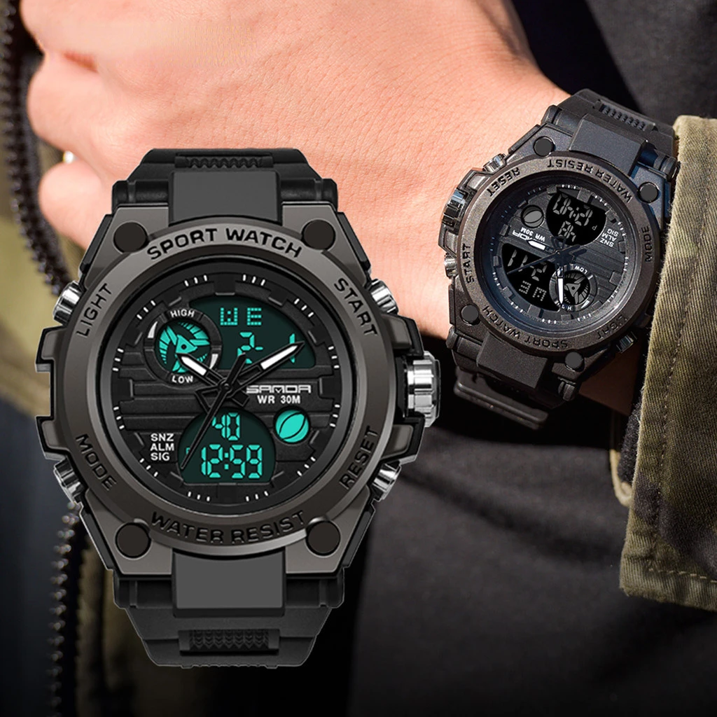 

2021 Luxury Fashion Sanda Men Sport Watch Dual Display Analog Digital LED Electronic Wrist Watches Relogio Masculino for Male
