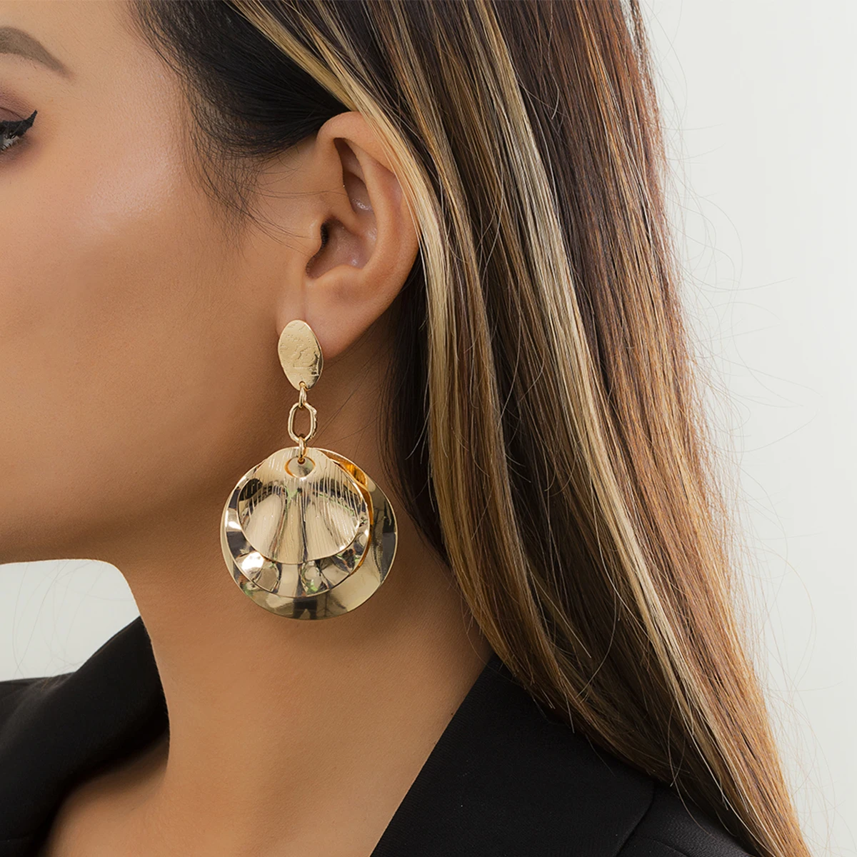 

Lacteo Hip Hop Big Multilayer Round Drop Earrings for Women/Men Trendy Unique Design Gold Color Geometric Earrings Jewelry Gifts