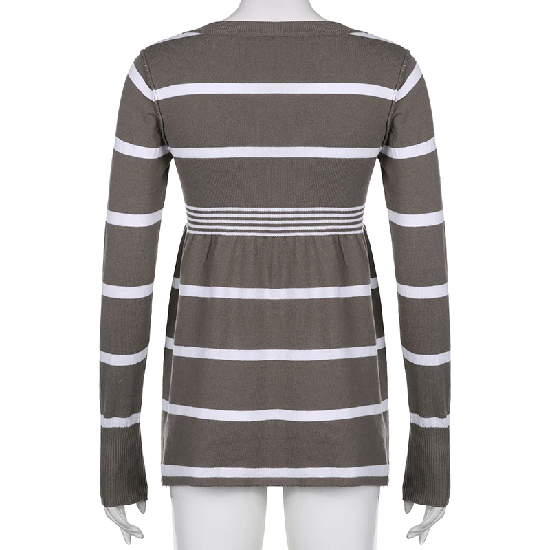 Полосатые пуловеры в стиле ретро Y2K грандж Fairycore шикарные вязаные свитера