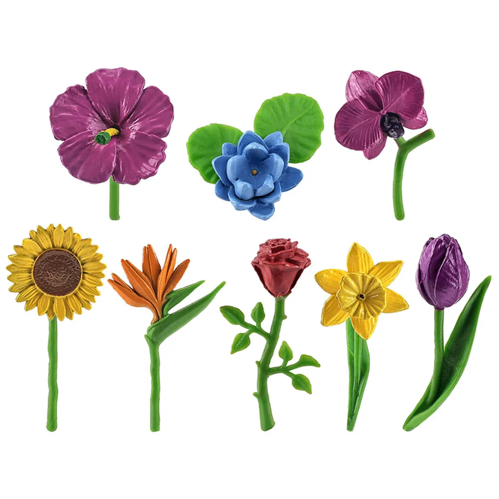 

8Pcs Miniature Simulation Flower Garden Ornaments Flower Tabletop Adornments