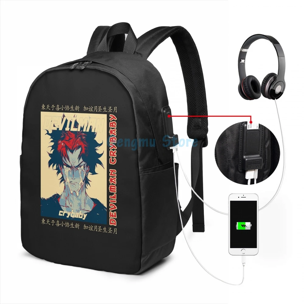 Забавный графический принт Devilman Crybaby(10) рюкзак с USB-зарядкой мужские школьные