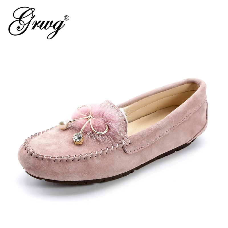

GRWG Women's Genuine Leather Shoes Fashion Spring Summer Designer Female Shoes Loafers