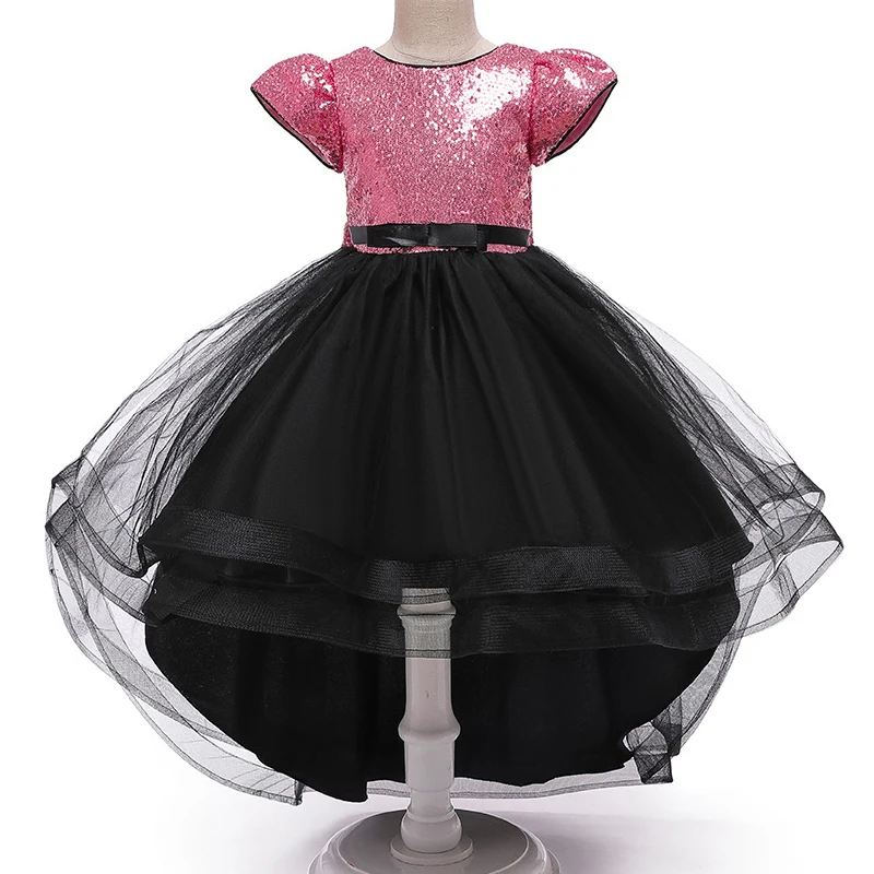 Детское бальное платье с V-образным вырезом и бантом на спине