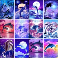 diy diamond painting dolphin kit full drill square embroidery animals mosaic art picture rhinestones for needlework home decor
