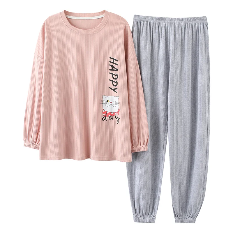 Large Size M-5XL Women Pajamas Sets Soft Nightwear Autumn Winter Long Sleeve Pyjamas Cartoon Print Sleepwear Female Pijamas Muje