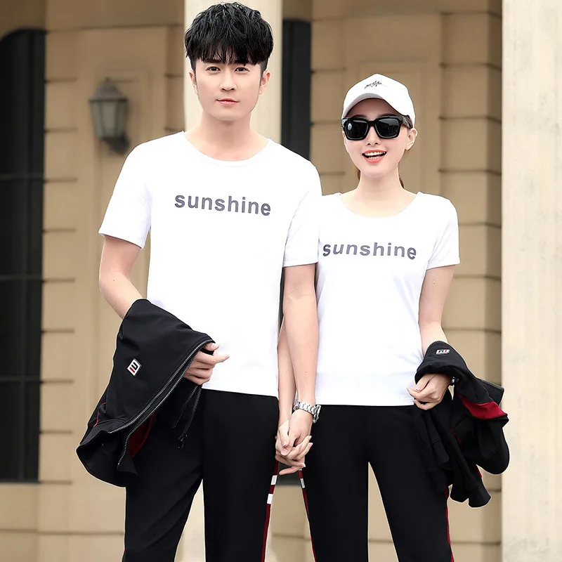 the spring and autumn 2020 couples leisure sport suit men code running dance clothing female three-piece wholesale | Женская одежда