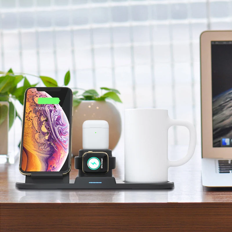 Беспроводное зарядное устройство QI 15 Вт для iPhone 1112 air pods быстрая зарядка iWatch Apple