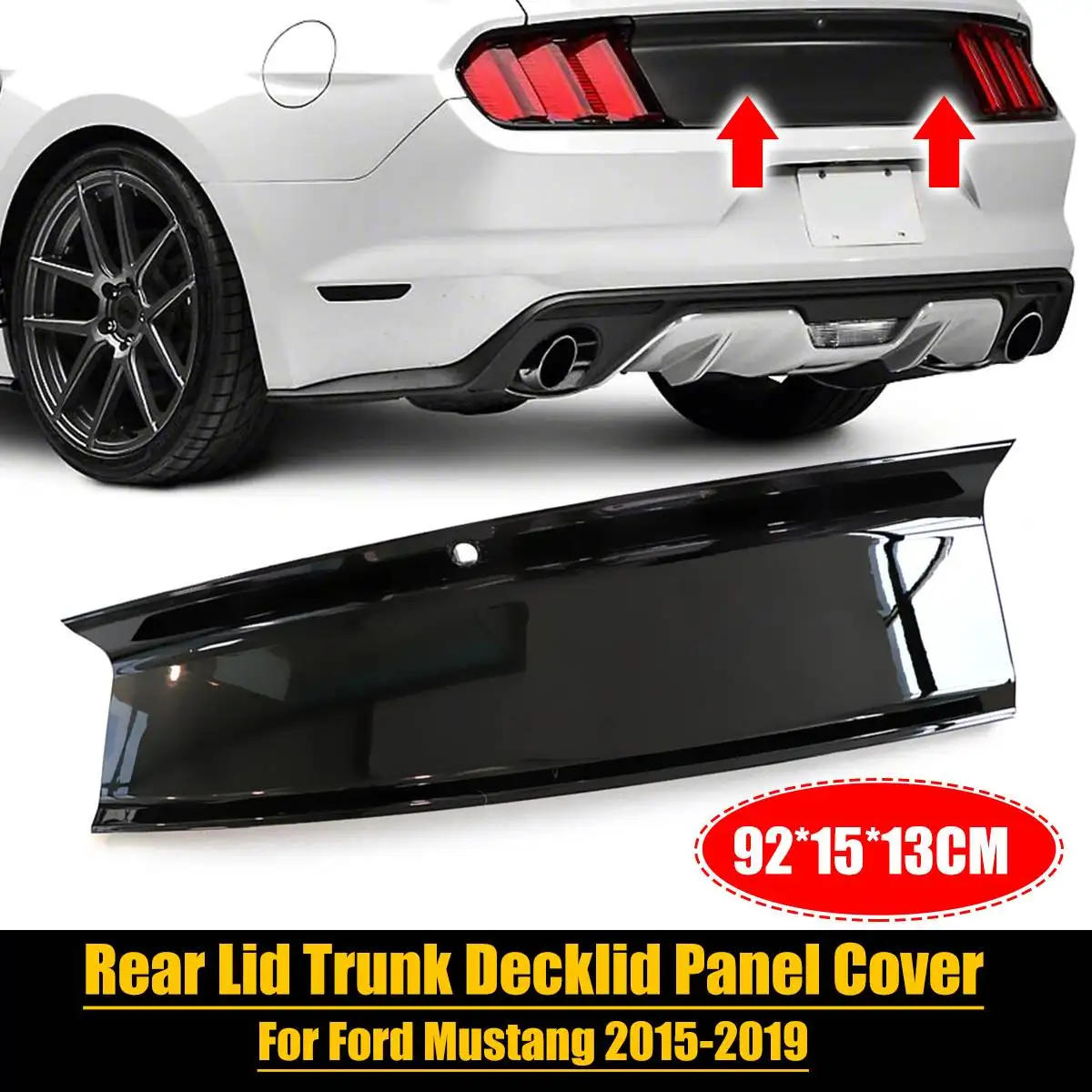 

ABS Glossy Black Car Rear Lid Trunk Decklid Panel Cover Kit For Ford For Mustang 2015-2019 Car Accessories Car Styling
