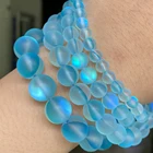 Натуральный Матовый отполированный озерно-Голубой австрийский Кристалл Камень Круглые бусины для изготовления ювелирных изделий Diy браслет аксессуары для детей в возрасте от 4 до 14 лет мм 15