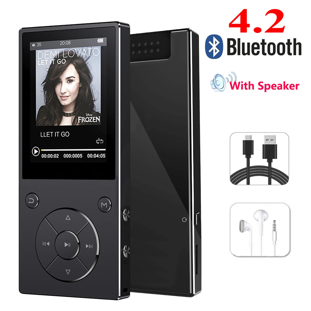 C11-Black mp3-плеер с шагомером, Bluetooth 4,2, встроенный динамик, металлический плейер с fm-радио, поддержка SD карты до 128 ГБ - Цвет: C11-Black