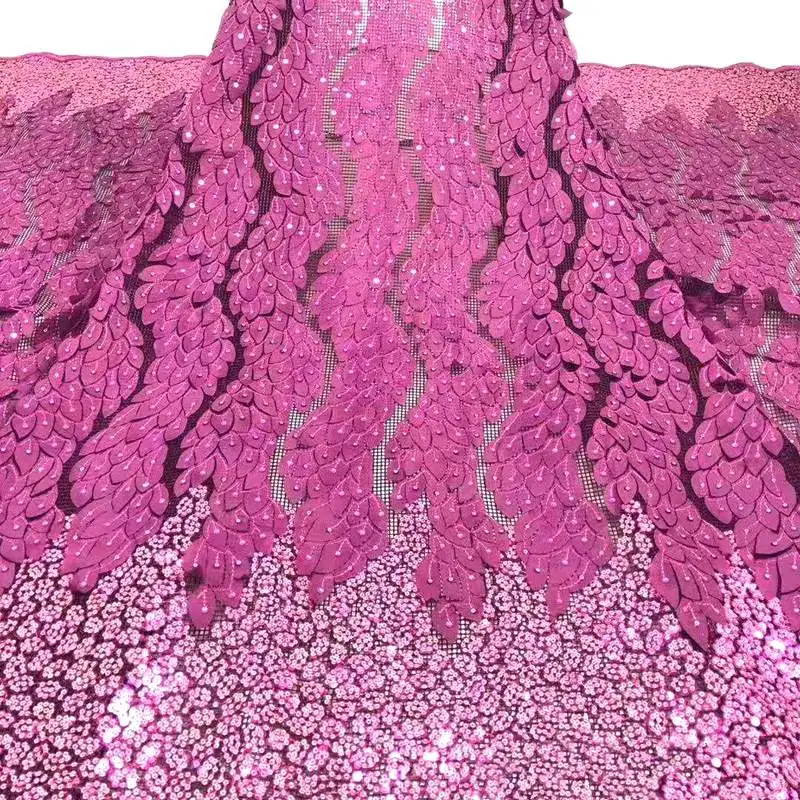 4 Великолепные 3D цветы Африканский блеск кружевной ткани для праздничное платье 5 ярдов/лот вышитый тюль кружева с камнем mv145 - Цвет: 4