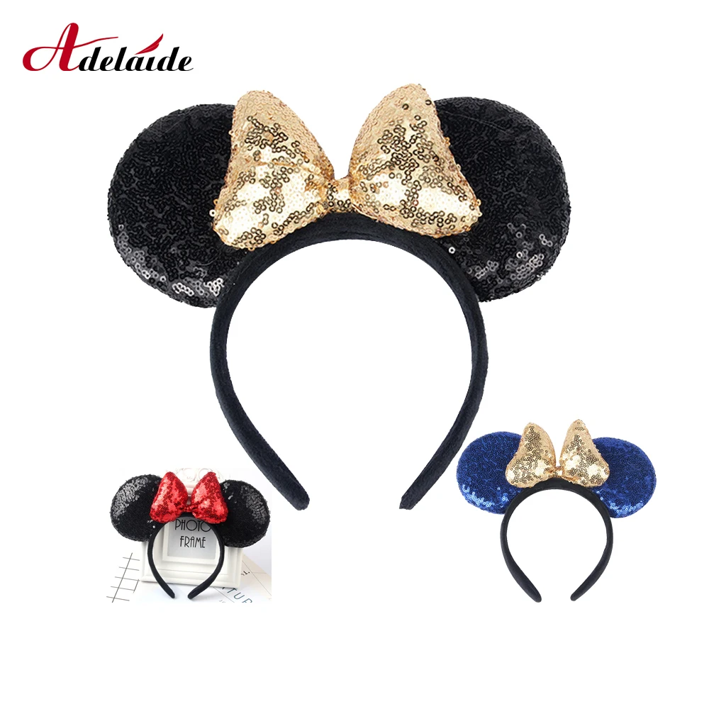 Новинка уши Минни Маус повязка на голову для женщин утолщенные блестки 3D бант