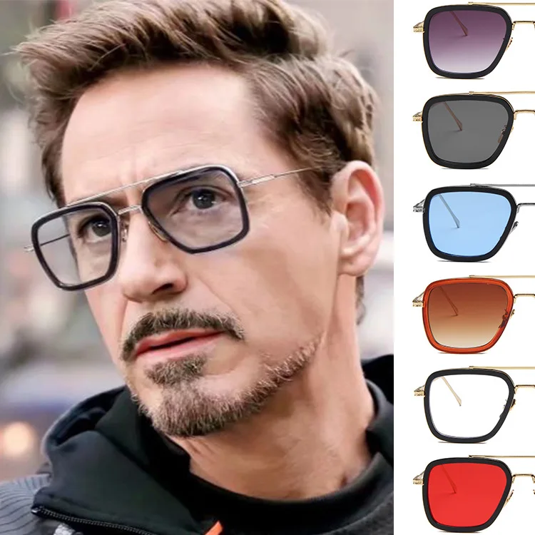 

Retro Square Metal Men Sunglasses Goggle Vintage Men Luxury Brand Designer Oversized Gradient Male Sun Glasses Uv400