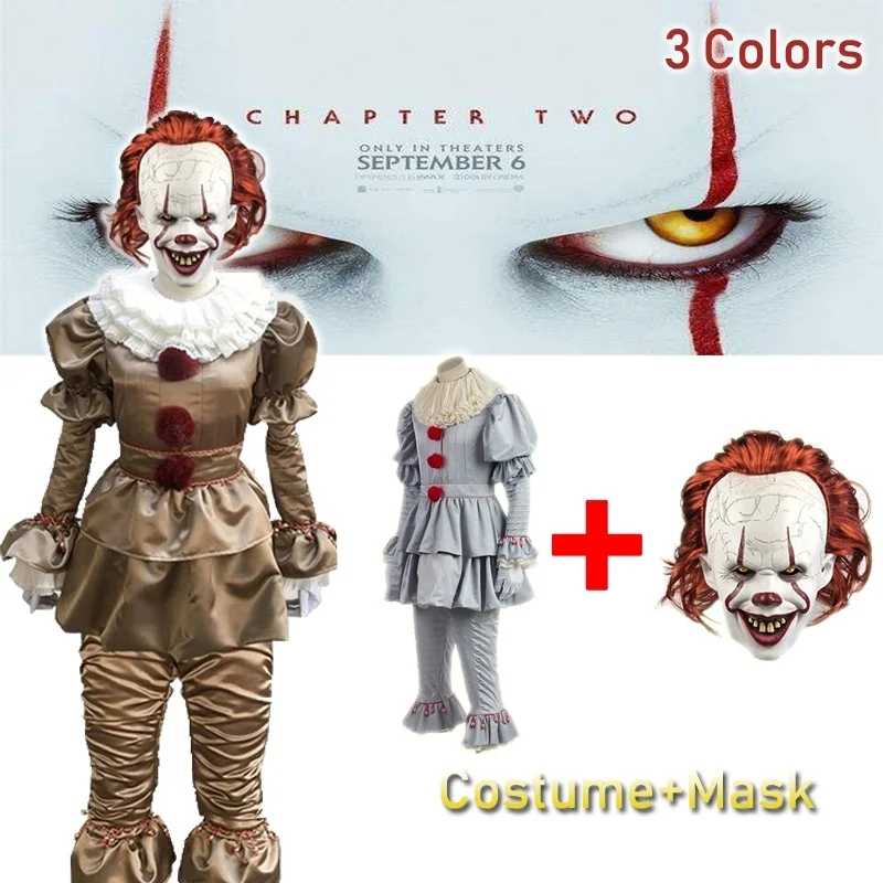Маска Pennywise для косплея страшный костюм клоуна красивое платье Хэллоуина