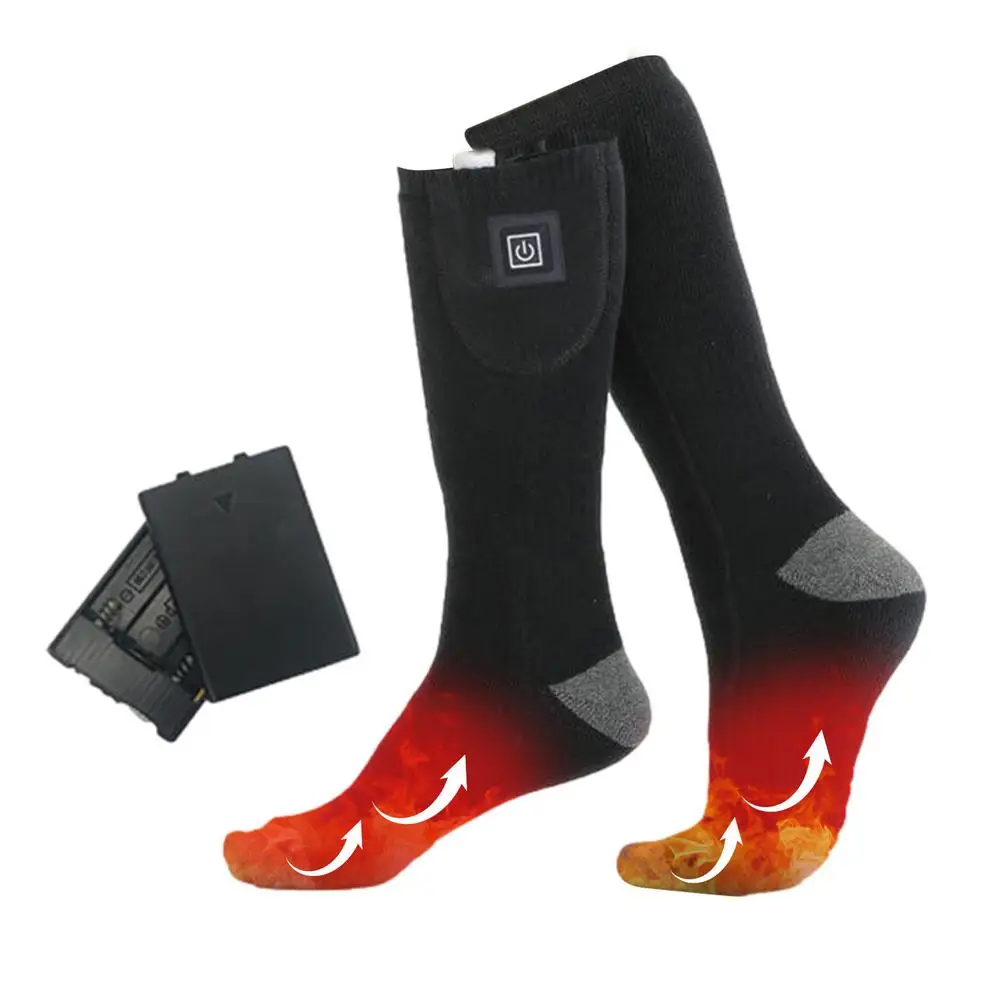 

1 Pair Electric Heating Socks 3 Temperature Levels For Winter Rechargeable Foot Warmers Riding Camping Thermal Electric Socks