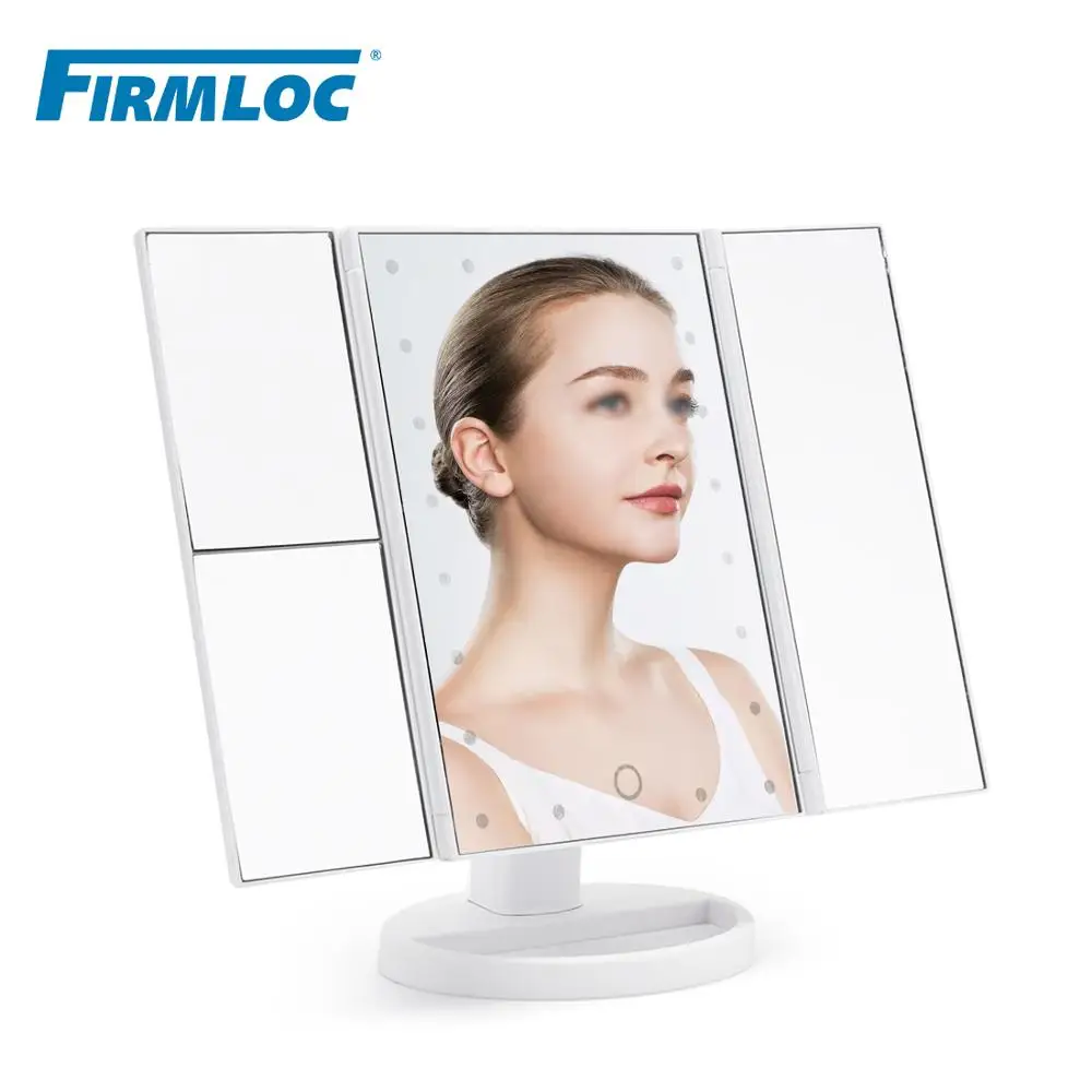Настольное зеркало для макияжа Firmloc с 2 увеличительными светодиодными лампами и
