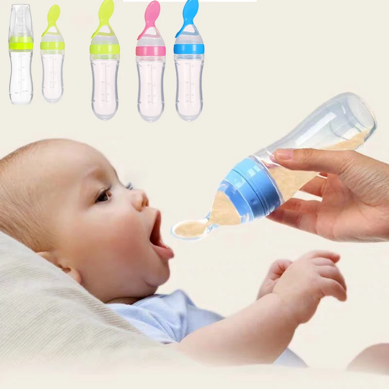 

Силиконовая ложка для кормления ребенка, безопасная мягкая силиконовая пищевая добавка, детская бутылка для молока с ложкой для риса