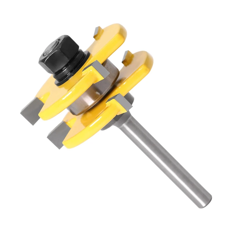 

2Pcs 6mm Shank Tongue & Groove Joint Assembly Router Bit Set 3/4Inch Stock Wood Cutting Tool