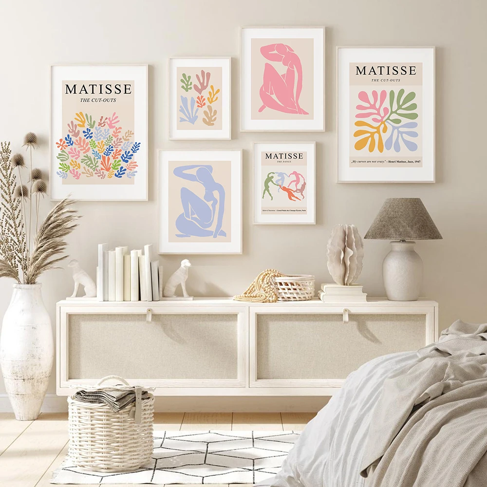 

Matisse Girl Coral Colorful Leaf Nordic Posters And Prints Abstract Wall Art Canvas Painting Wall Pictures For Living Room Decor