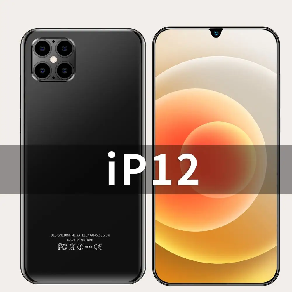 

New Cellphone iP12 6.5Inch Water Drops Screen Smartphone Face Recognition Snapdragon 865 Android10.0 Global Version Mobile Phone