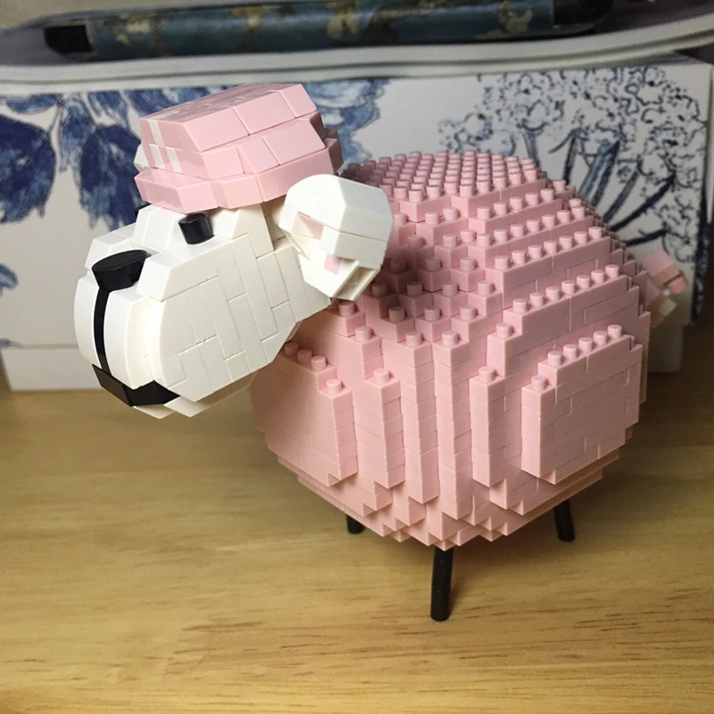 LOZ 9234 животные мир мультфильм Розовая овечка Домашние 3D модель 640 шт. DIY Мини