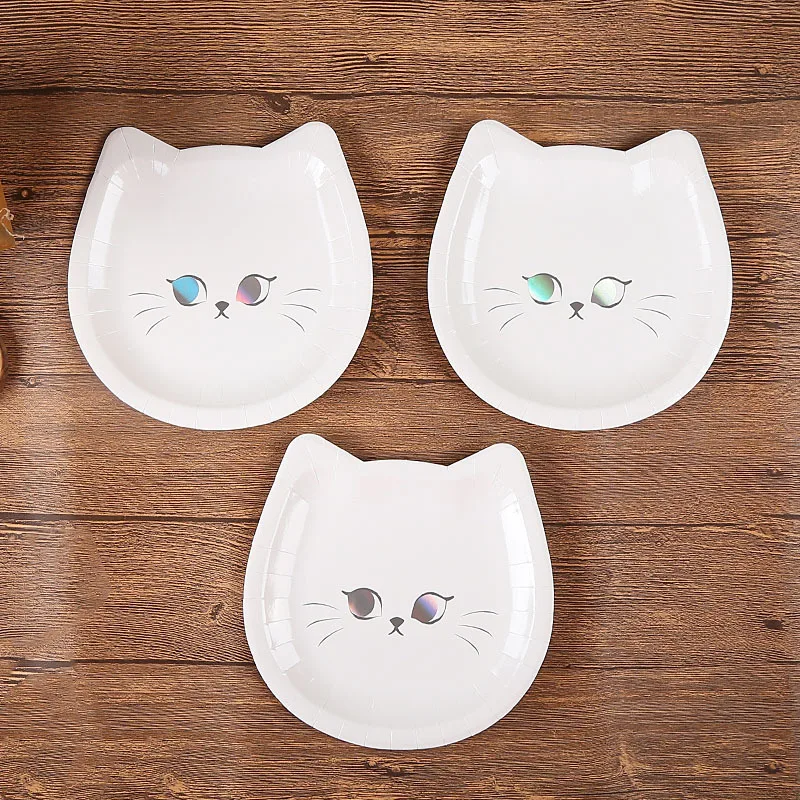 6 шт мультяшная одноразовая посуда с милым котом бумажная тарелка товары для дня