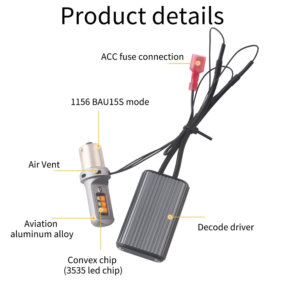 Автомобильный светодиодный поворотник 2 в 1 BA15S BAU15S PY21W Canbus 3535 без Hyperflash T20 7440 w21w