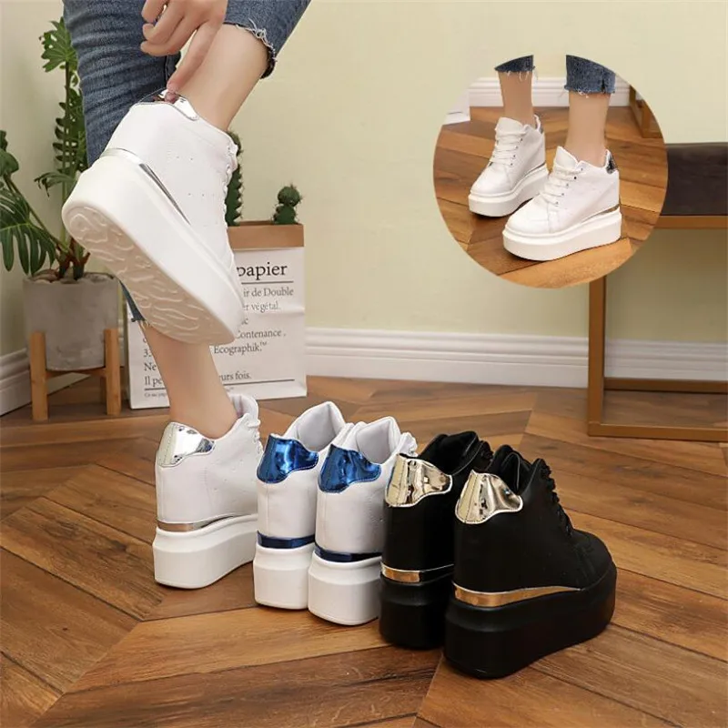 Женские кроссовки на толстой подошве удобные белые модные Сникерсы для