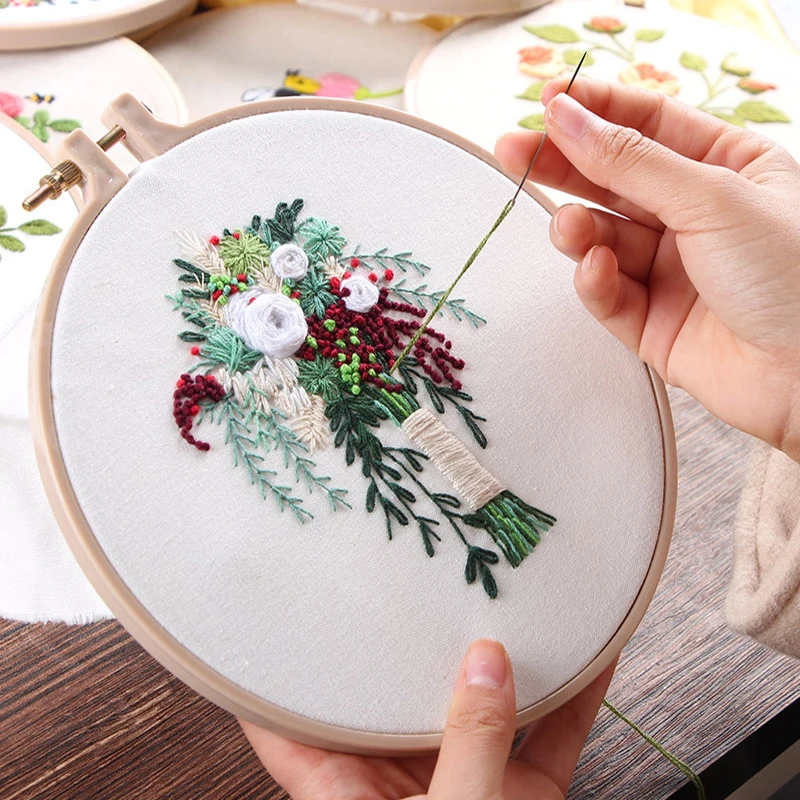 DIY Мандалай Фламинго вышивка набор с обручем для начинающих рукоделие Наборы вышивки крестом Шитье ручной работы подарок