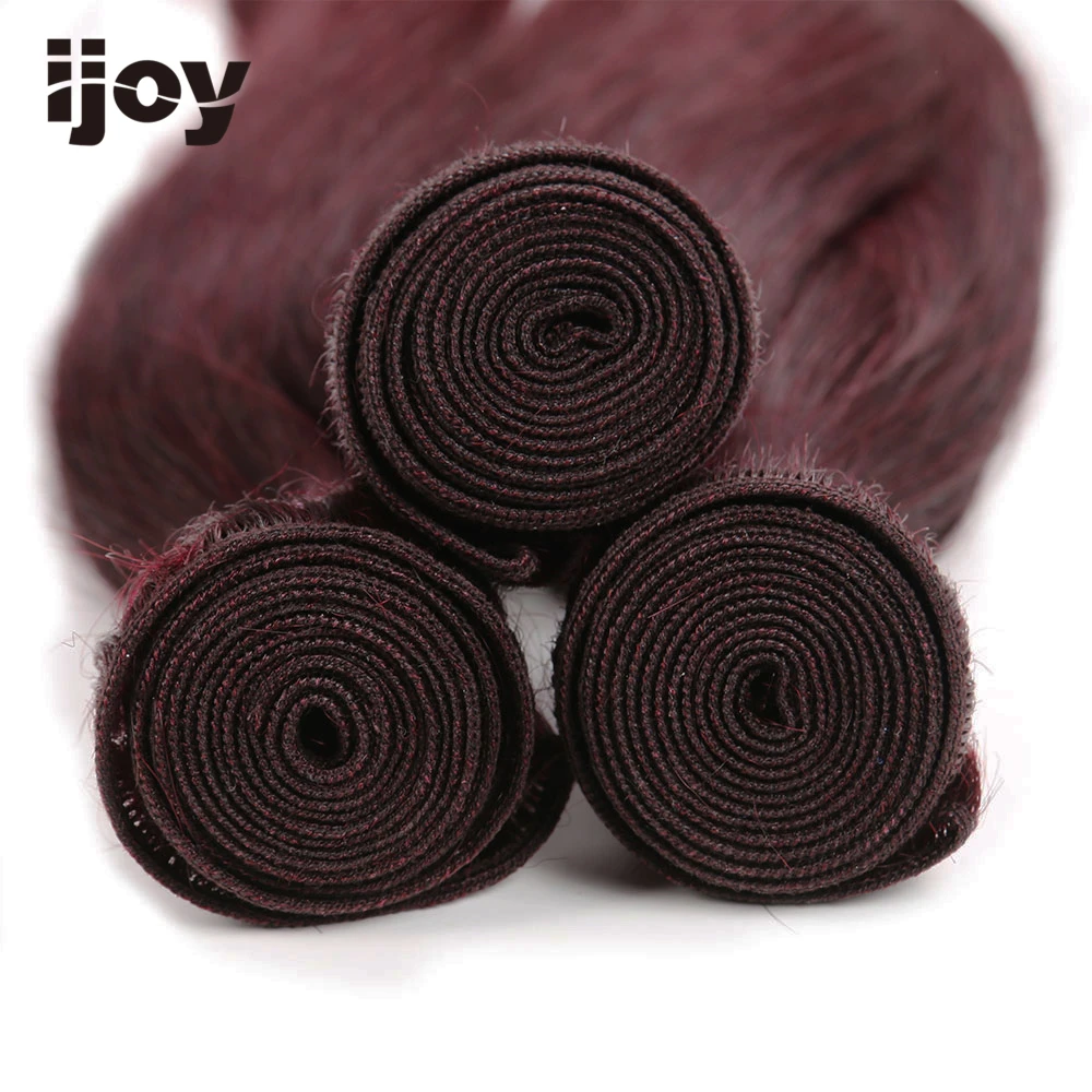 

Human Hair Weave Bundles Colored 99J Maroon Red Straight Bundles Brazilian Hair Extension For Black Women Non-Remy IJOY