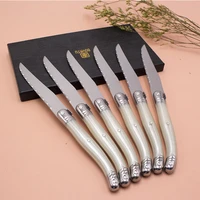 laguiole steak knife 9in 23 5cm dinner knifes household cutlery flatware set pear white plastic handle table knives