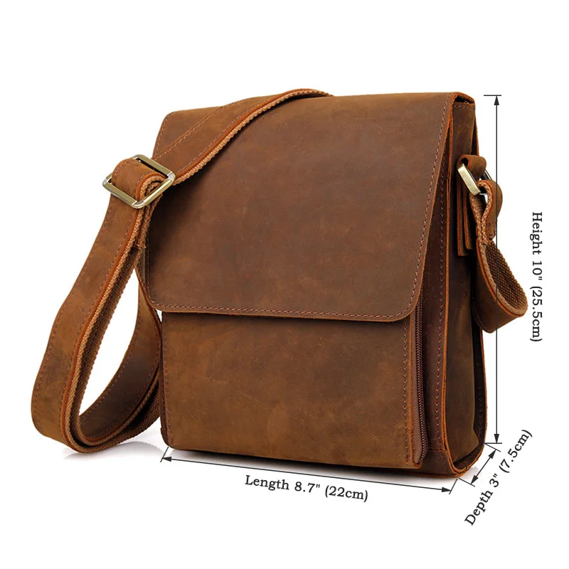

100 % genuine leather men bag retro crazy horse leather men's shoulder bag European and American fashion crossbody Messenger bag