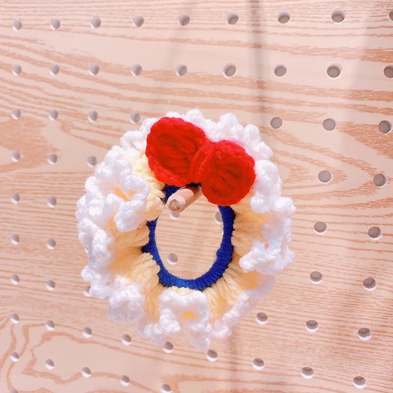 

Net Red Ins Wind Hand-Knitted Lovely Cartoon Princess Multicolor Yarn Bow Hairpin Side Clip Hair Accessories Party Fashion Items
