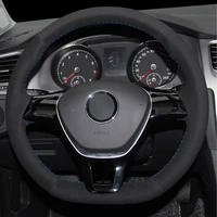 diy black artificial leather car steering wheel cover for volkswagen vw golf 7 mk7 new polo jetta passat b8 tiguan sharan