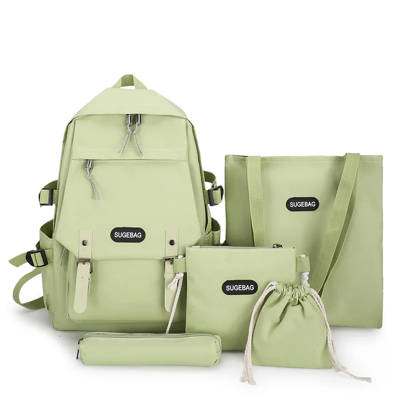 

4Piece Set Kawaii Schoolbags for Teenage Girls Women Backpack 2021 Canvas Travel Back pack Student notebook Bookbags Schoolbag