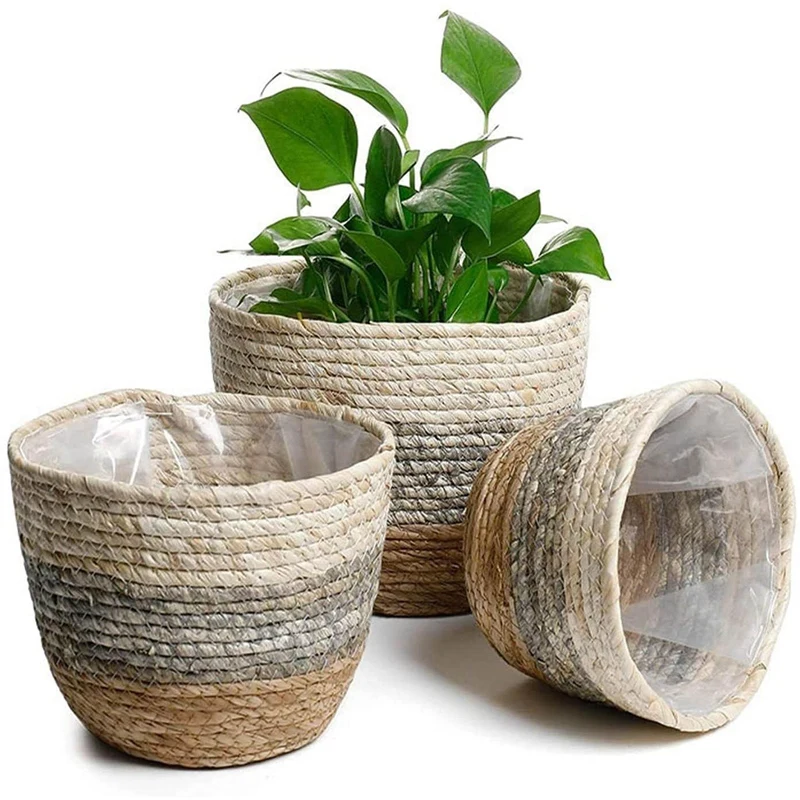 

Straw Weaving Flowerpot Decor,Flowerpot Straw Planter Basket Stylish Planter Baskets for Flower Pots Cover,Room Decor
