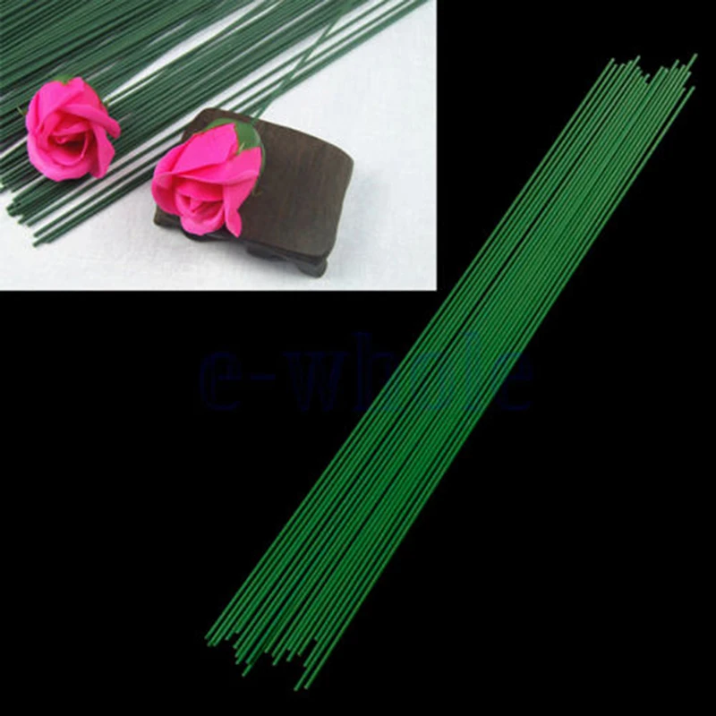 

12Pcs Green Floral Tape Iron Wire Artificial Flower Stub Stem DIY Decor 60cm