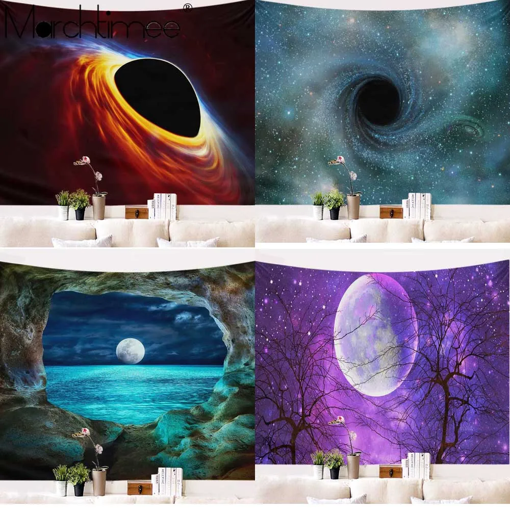 Ночная горная Луна МАНДАЛА ГОБЕЛЕН настенный хиппи бохо Декор Psychedelic гобелены