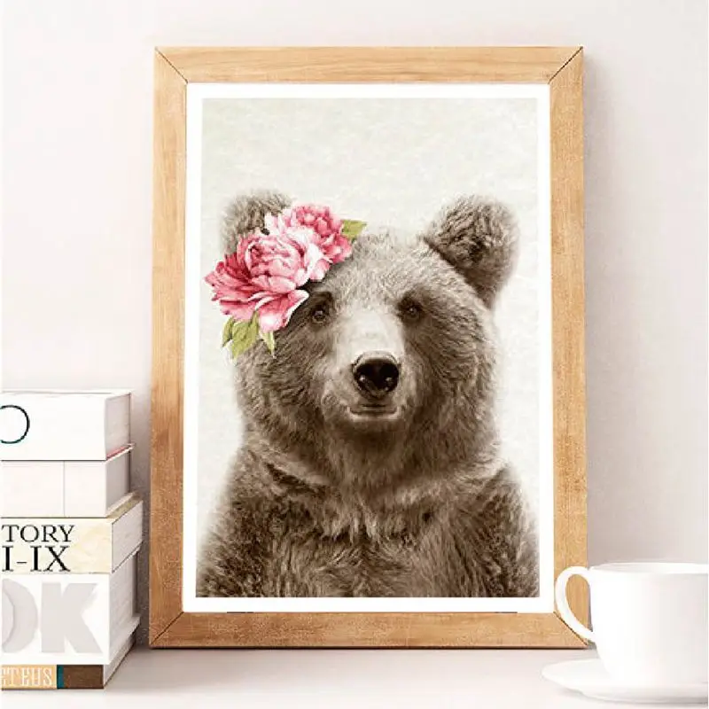 Лесной картина с рисунком животных Плакат для детской художественным принтом в