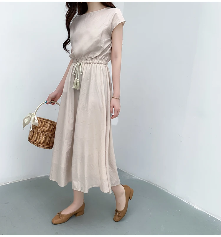 

Cotton and linen dress with belt day art dress