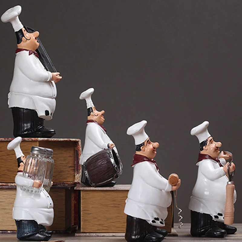 Ретро модель шеф-повара аксессуары для украшения дома изделия из смолы мини-фигурки шеф-повара кухонный домашний декор с открывалкой для бутылок банка для специй