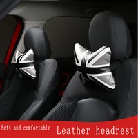 car headrest pillow for mini cooper pu leather universal headrest cushion pad auto styling accessories cotton
