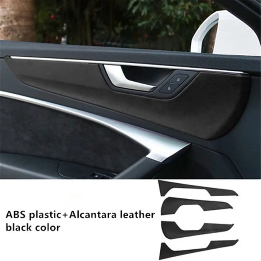 4pcs/lot ABS plastic+ Alcantara leather Car Inside door protection decoration cover for 2019 2020 AUDI A6 C8 | Автомобили и