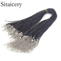 30pcslot fashion necklace bulk black leather rope cord necklace chain diy string strap rope lobster clasp jewelery wholesale