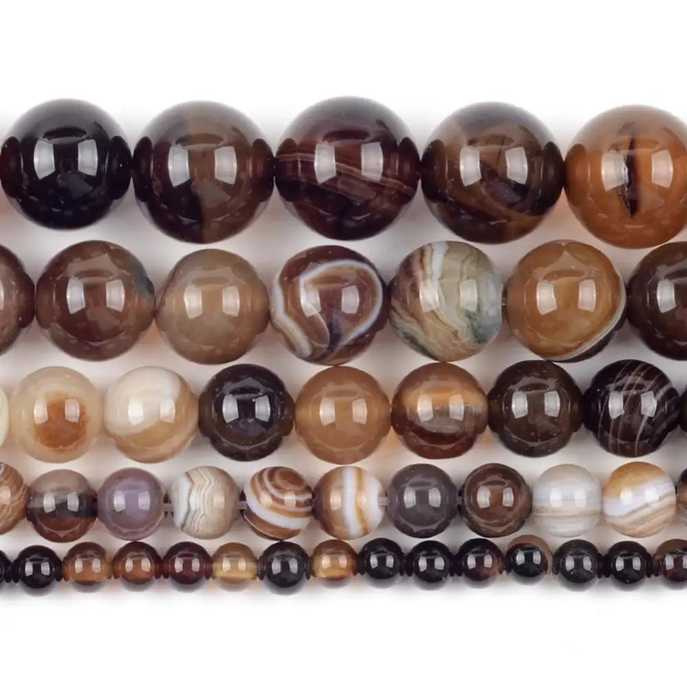 Бусы из камня Агата В Натуральную кофейную полоску круглые бусины разделители