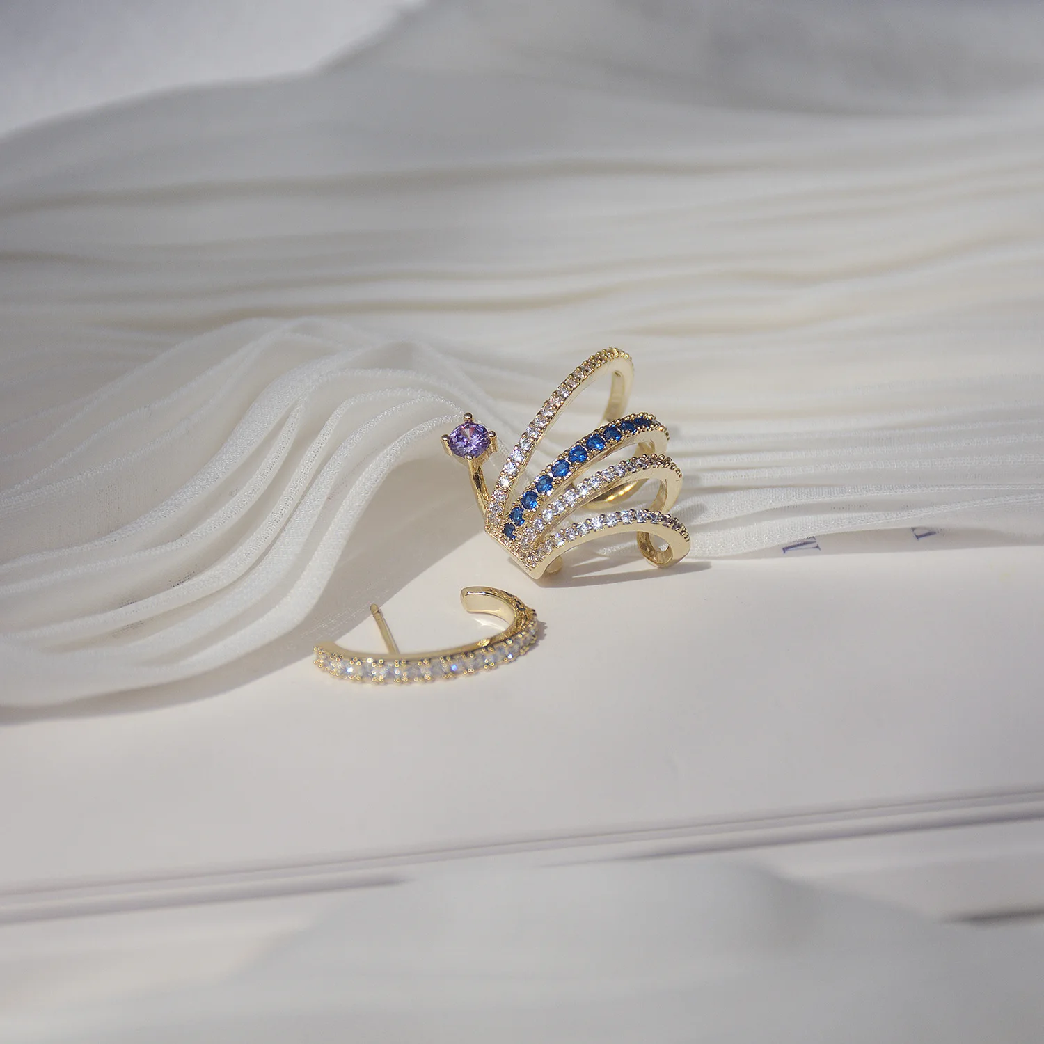 

New Luxury 14K Real Gold Plated Women Earrings Bling Shining AAA Zircon CZ Stud Earring Wedding Jewelry Pendant