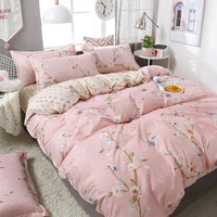 pink floral printed soft bedding sets home bedroom textile 3 4pcs high quality cute leaf pattern duvet cover bed sheets linen